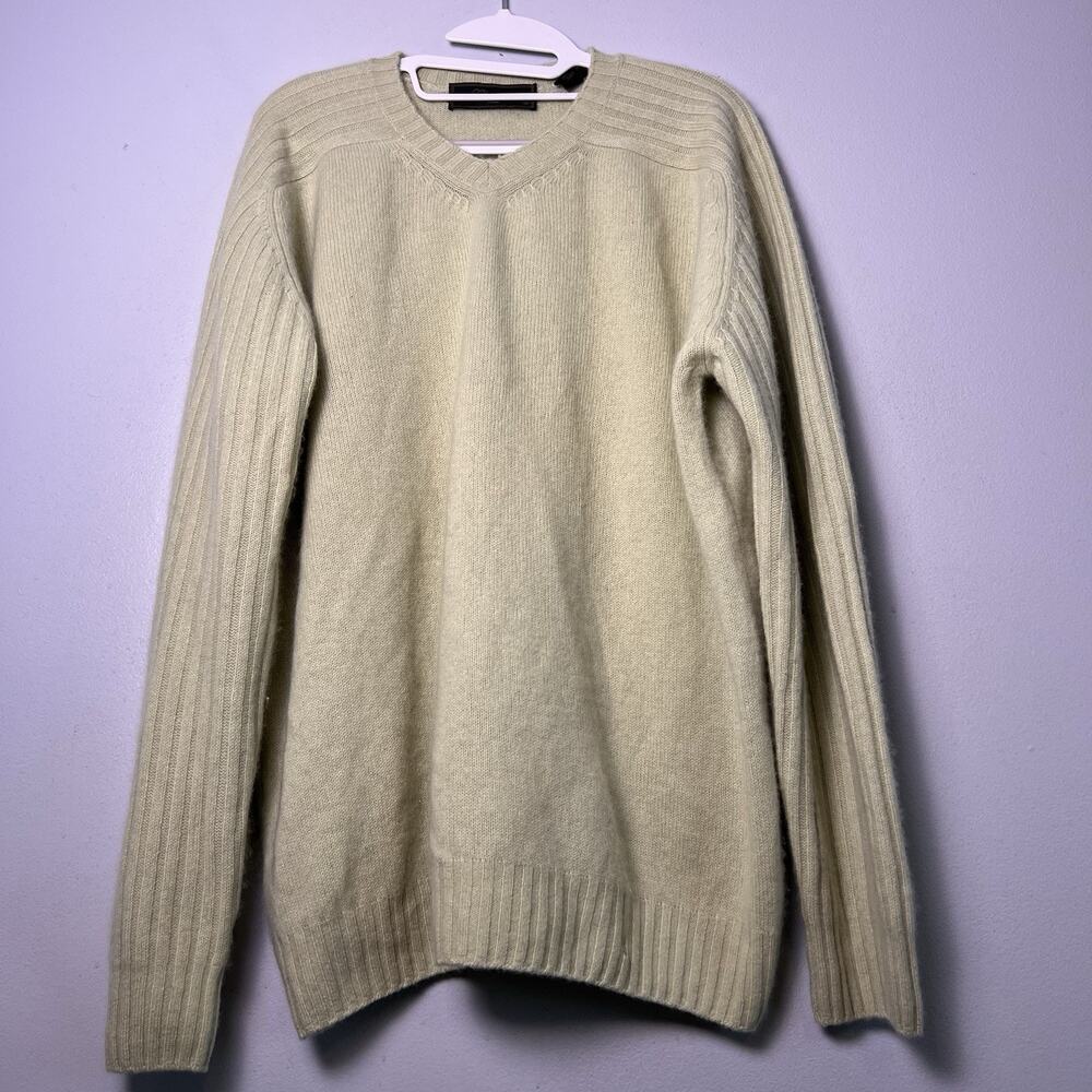 Glenshiel Mens 2-ply Cashmere V Neck Sweater Sz XL Light green Quite Luxury